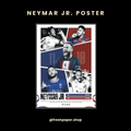 Neymar Jr The Prince One Legend football poster featuring Santos, Barcelona, PSG and Al-Hilal career collage with jersey numbers 11 and 10 — A4 matte print by FreshPaper