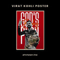 Virat Kohli God's Plan Baby poster featuring IPL trophy celebration with RCB and bold red typography — A4 matte print by FreshPaper