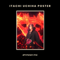 Itachi Uchiha Amaterasu poster with black flames, Susanoo eye, and Akatsuki cloak — premium A4 anime wall art by FreshPaper