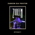 Zubeen Garg close-up concert poster with purple stage lighting, microphone, and bold ZUBEEN typography — premium A4 wall art by FreshPaper