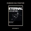 Zubeen Garg Eternal Legend poster in black and white with guitar, tribute poem, and bold ETERNAL LEGEND typography — premium A4 wall art by FreshPaper